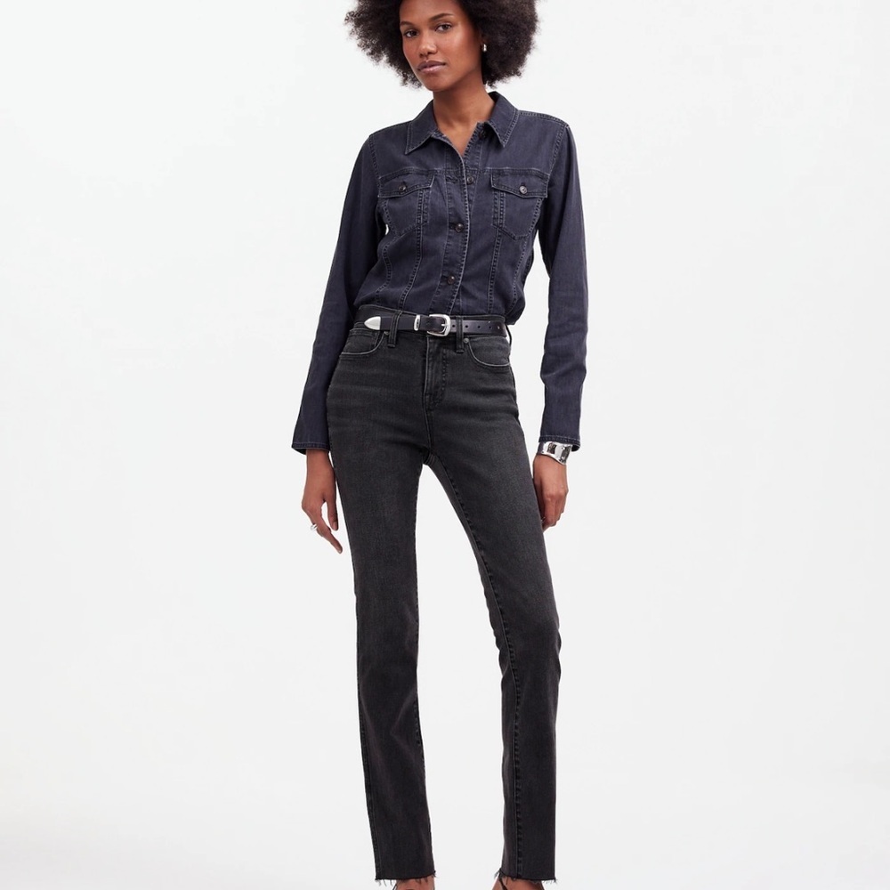NWT MADEWELL Tall Mid-Rise Stovepipe Jeans in Armand Wash: Raw-Hem Edition Sz 29